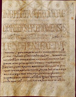 Frontispicio de un manuscrito de la Historia de los francos