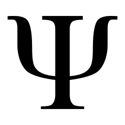 Representación de la letra griega Psi (Ψ), símbolo asociado comúnmente con la disciplina psicológica.