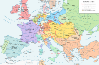 Mapa político de Europa tras el Congreso de Viena en 1815
