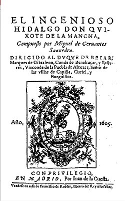 Portada de la primera edición del Quijote