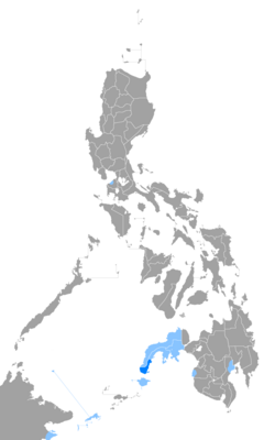 Mapa del idioma chabacano en Zamboanga