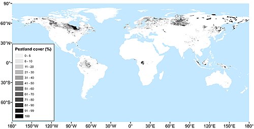 Mapa SIG de la distribución mundial de turberas