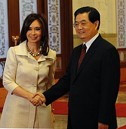 Hu Jintao reunido con la presidenta argentina Cristina Fernández de Kirchner