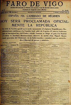 Proclamación de la república en el Faro de Vigo
