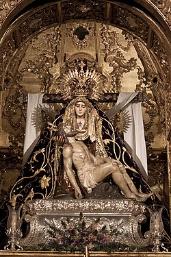 Imagen devocional de Nuestra Señora de las Angustias, patrona de Ayamonte