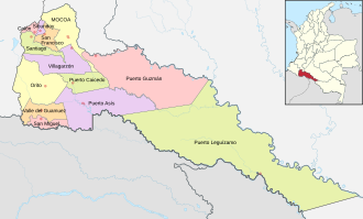 Mapa político de los municipios de Putumayo