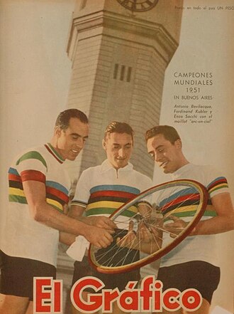 Antonio Bevilacqua, Kübler y Enzo Sacchi en 1951