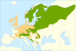 Mapa de distribución de la Picea abies