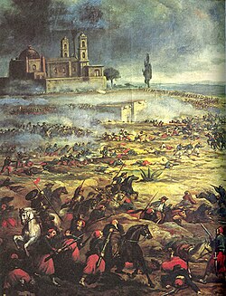 Representación gráfica de la Batalla de Puebla del 5 de mayo de 1862.