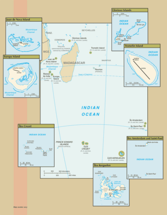 Ubicación y distribución geográfica de los distritos de las TAAF