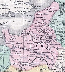 Mapa histórico de Neustria en el año 752