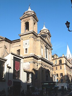 Fachada de la iglesia de Sant Atanasio en la Via del Babuino.