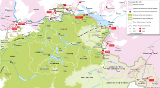 Mapa y datos generales de la Guerra de Suabia