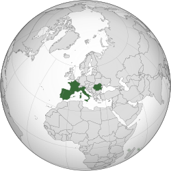 Tabla de datos demográficos y territoriales de la Europa latina