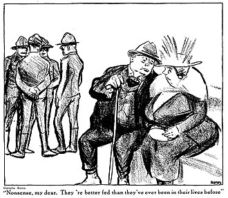 Caricatura de Cornelia Barns en la revista estadounidense The Masses, 1918