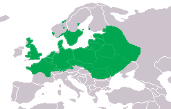 Mapa de distribución geográfica de Triturus cristatus