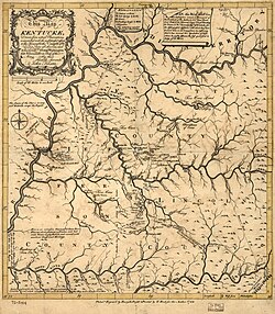 Mapa histórico de Kentucky publicado en 1784 por John Filson