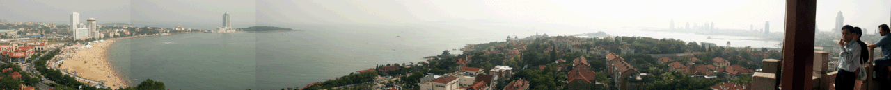 Animación o imagen panorámica de la zona urbana de Qingdao
