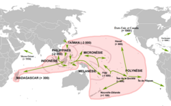 Mapa de las migraciones austronesias en el Pacífico