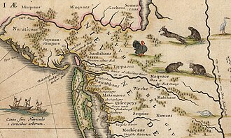 Mapa del valle del río Hudson de 1634