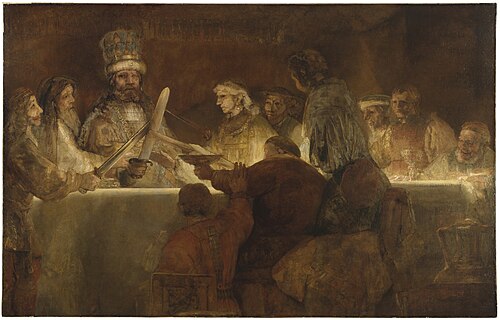 Pintura La conspiración de Julio Civilis por Rembrandt
