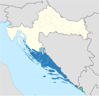 Detalle territorial de Dalmacia y áreas adyacentes