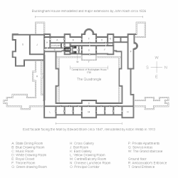 Esquema de la planta noble del Palacio de Buckingham