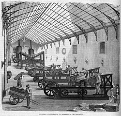 Dibujo de las máquinas de la imprenta de El Imparcial publicado en 1870
