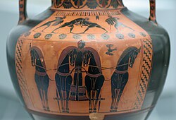 Detalle de una cuadriga griega en un ánfora de la Gliptoteca de Múnich
