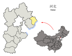 Mapa de ubicación de Qinhuangdao en la provincia de Hebei