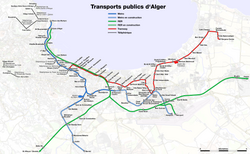 Esquema gráfico del sistema de transporte urbano de Argel.