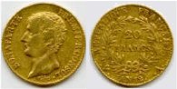 Moneda de oro francesa de 1803 conocida como Napoléon