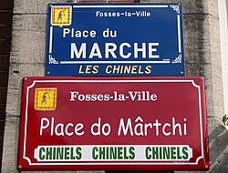 Carteles en francés y valón en la región
