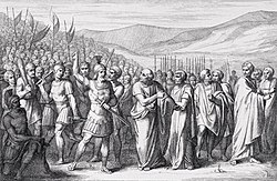 Representación de la Secessio plebis en la antigua Roma.