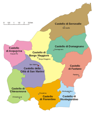 Mapa de los castelli de San Marino