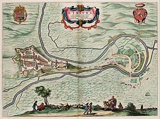 Mapa histórico de Limburgo fechado posiblemente en el siglo XVII.