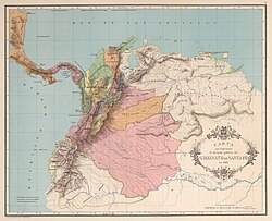 Mapa de las provincias del Virreinato de Nueva Granada en 1810