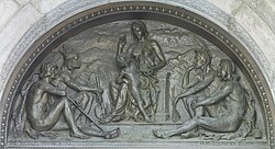 Tímpano de bronce sobre la entrada de la Biblioteca del Congreso
