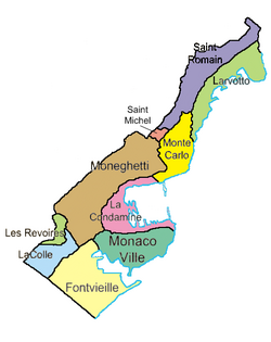 Mapa de los distritos de Mónaco