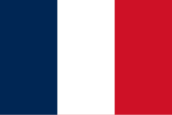 Bandera tricolor francesa con tres franjas verticales de igual tamaño.