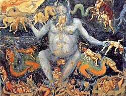 Detalle del Juicio Final de Giotto en la Capilla de los Scrovegni