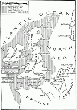 Mapa de la zona de guerra de 1915