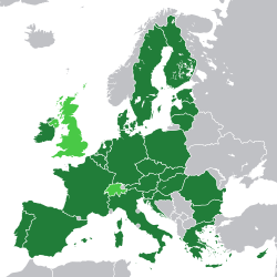 Mapa institucional que ilustra la Unión Europea y los países asociados participantes