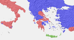 Distribución geográfica de los alfabetos griegos arcaicos