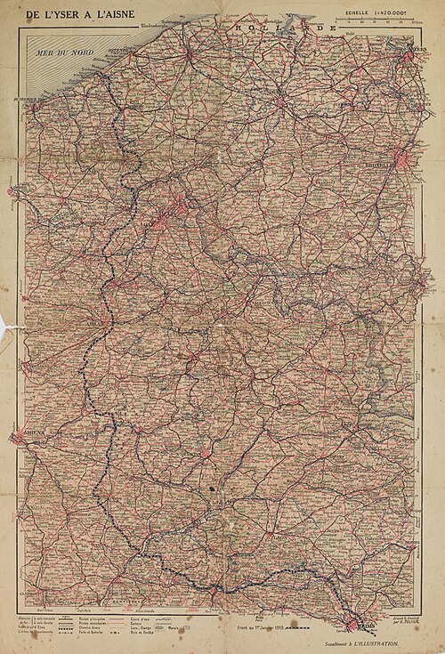 Línea de frente en Verdún a principios de 1916