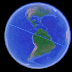 Representación en azul de la línea ecuatorial sobre el planeta Tierra.