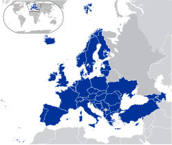 Mapa de situación geográfica del Consejo de Europa