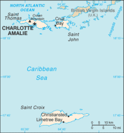 Mapa de las islas Vírgenes de los Estados Unidos