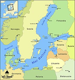 Mapa de la Región Báltica mostrando los países ribereños.