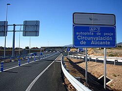 Autopista AP-7 a su paso por San Vicente del Raspeig